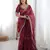 Maroon color silk blend thread sequince embroidered work saree with blouse
