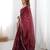 Maroon color silk blend thread sequince embroidered work saree with blouse