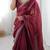 Maroon color silk blend thread sequince embroidered work saree with blouse