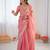 Pink color 1 minute ready to wear fendy silk lace border saree with blouse