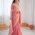 Pink color 1 minute ready to wear fendy silk lace border saree with blouse