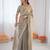 Silver color 1 minute ready to wear fendy silk lace border saree with blouse