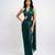 Emerald green embellished lycra pre draped saree