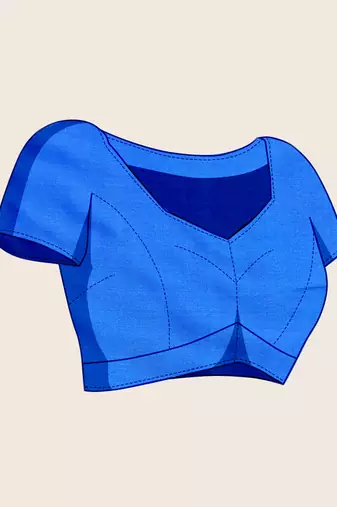 Blue striped, solid soft silk banarasi saree with blouse