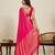 Dark pink striped, solid soft silk banarasi saree with blouse