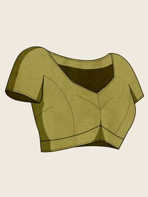 Olive green striped solid soft silk blend banarasi saree with blouse 5