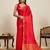 Red striped, solid soft silk banarasi saree with blouse