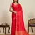 Red striped, solid soft silk banarasi saree with blouse