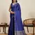 Royal blue striped, solid soft silk banarasi saree with blouse
