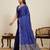 Royal blue striped, solid soft silk banarasi saree with blouse