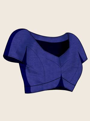 Royal blue striped solid soft silk blend banarasi saree with blouse 5