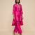 Hot pink embroidered raw silk kurta set