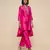 Hot pink embroidered raw silk kurta set