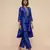 Royal blue embroidered raw silk kurta set