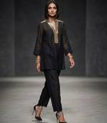 Black embroidered Chanderi kurta set