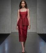 Maroon lazer cut raw silk co ord set