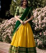Women's Jacquard Zari Weaving Embellished Semi-Stitched Lehenga Choli With Dupatta