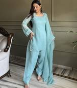 Elegant crunchy silk farshi salwar suit with swarovski work & dupatta ready to wear