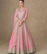 Pink premium heavy chinon embroidered sequence work anarkali with dupatta – designer party wear