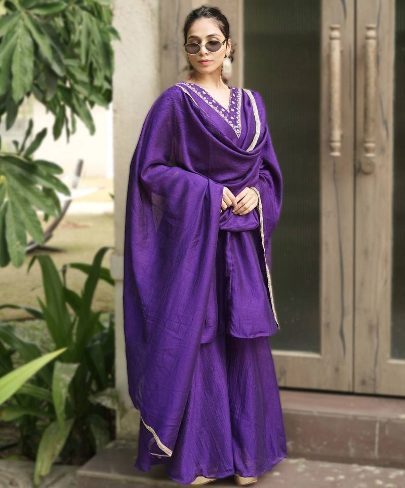 Purple kurta palazzo set