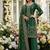 Dark green floral organza suit