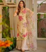 Light -peach embroidered sharara set