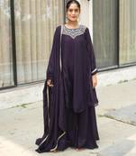 Dark purple embroidered suit