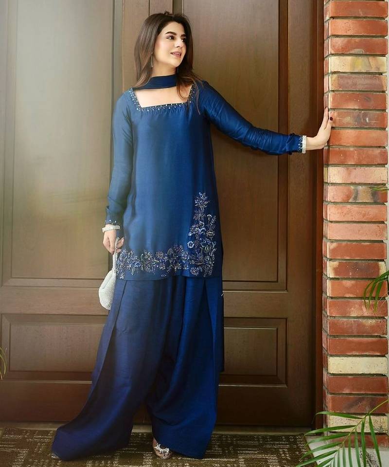 Navy blue kurta palazzo set