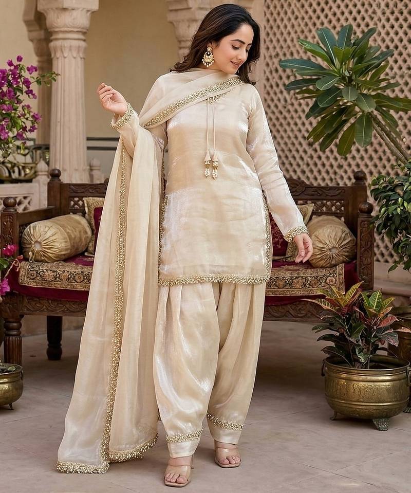 Beige designer suit set