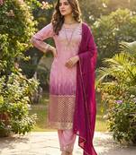 Mauve silk kurta set with dupatta