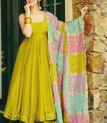 Green silk anarkali gown