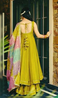 Green silk anarkali gown 4