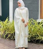 White silk embroidered salwar kameez