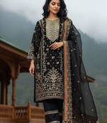 Black silk embroidered salwar suit