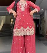 Red zari work kurta set