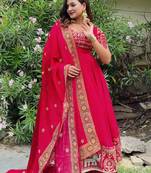 Red gota patti anarkali suit