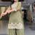 Light olive  embroidered sharara set