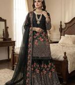Black floral luxury sharara set