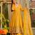 Dark yellow embroidered anarkali set