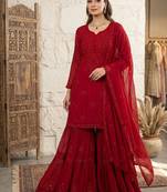 Red georgette suit