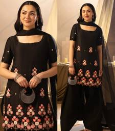 Black floral embellished FARSHI SALWAR KAMEEZ SET