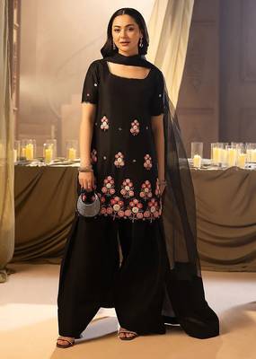 Black floral embellished FARSHI SALWAR KAMEEZ SET 1