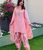 Pink silk salwar suit
