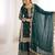 Dark green embroidered silk blend sharara suit