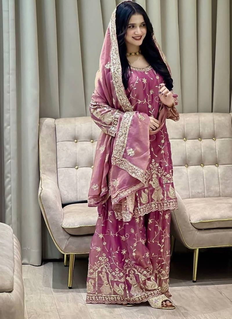 Hot pink sharara set