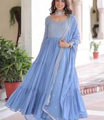 Blue anarkali set