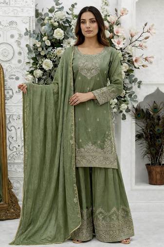 Light olive sharara suit