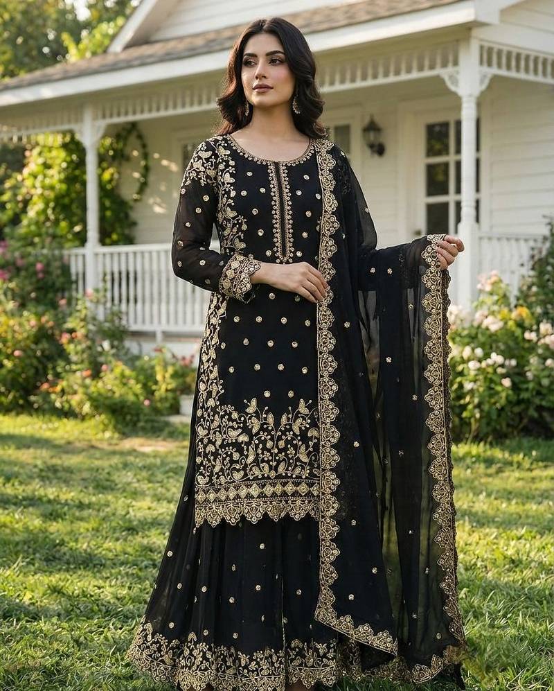 Black designer sharara suit