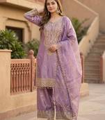 Lavender embroidered kurta palazzo set