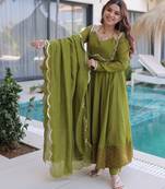 Olive anarkali set